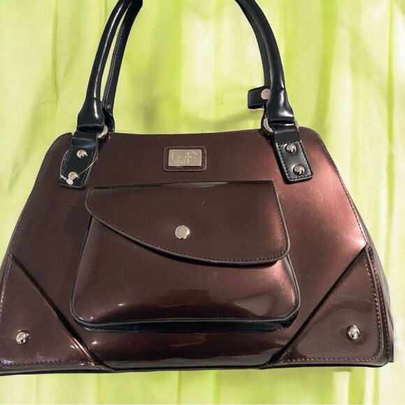 Beijo Vegan Patent Leather Satchel Shoulder Bag Purse - Picture 1 of 14